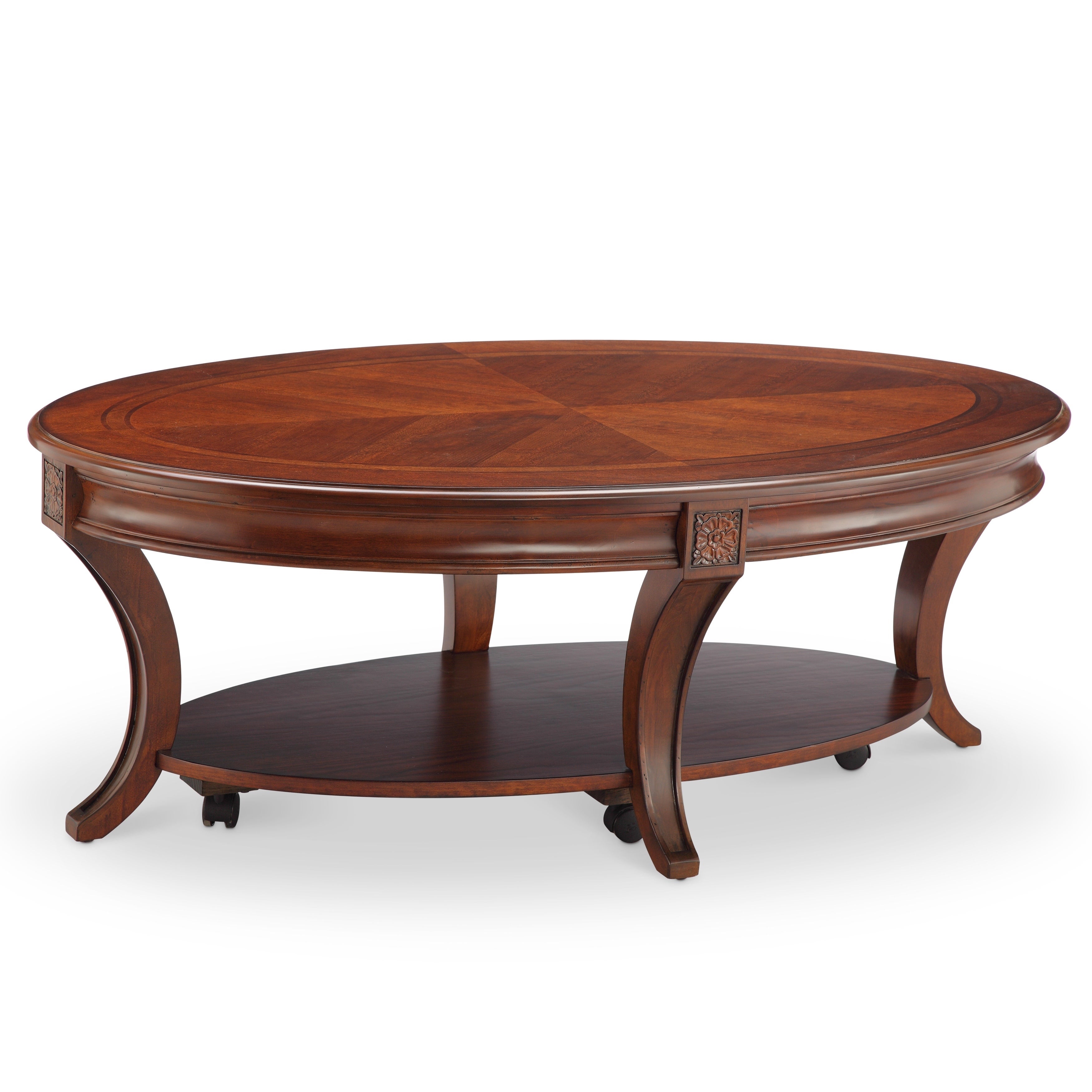 winslet traditional cherry oval coffee table with casters cocktail end tables free shipping today ethan allen furniture reviews ashley tures dinette sets bookcase glass doors