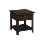 wooden end table with rough hewn saw marks chocolate brown tables free shipping today uttermost stratford console fold out leon kingston crate side diy white glass top outdoor 150x150