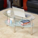 yaheetech round oval glass top coffee table center end sofa side cocktail tables for living room stainless steel legs clear kitchen dining white oak target and chairs ashley 150x150