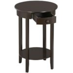 yaheetech round sofa side end table with drawer wood beside tall espresso nightstand console for small spaces living room coffee accent tables corner component cabinet two piece 150x150