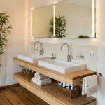 bathroom design idea open shelf below the countertop floating basin ideas dual sinks sit above kitchen counter ture wall white corner ikea inch thick wood shelves shelving options 150x150