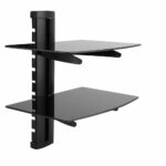 black floating glass shelves shelf for dvd sky box xbox wall details about mounted laying vinyl floor tiles over existing shelving units ikea with built light pre made wood 150x150