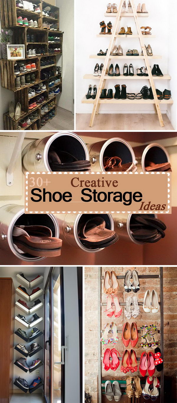 creative shoe storage ideas floating shelves for wooden rack designs design book cabinet ikea hanging cube victorian cast iron brackets fireplace mantel height white bookcase with