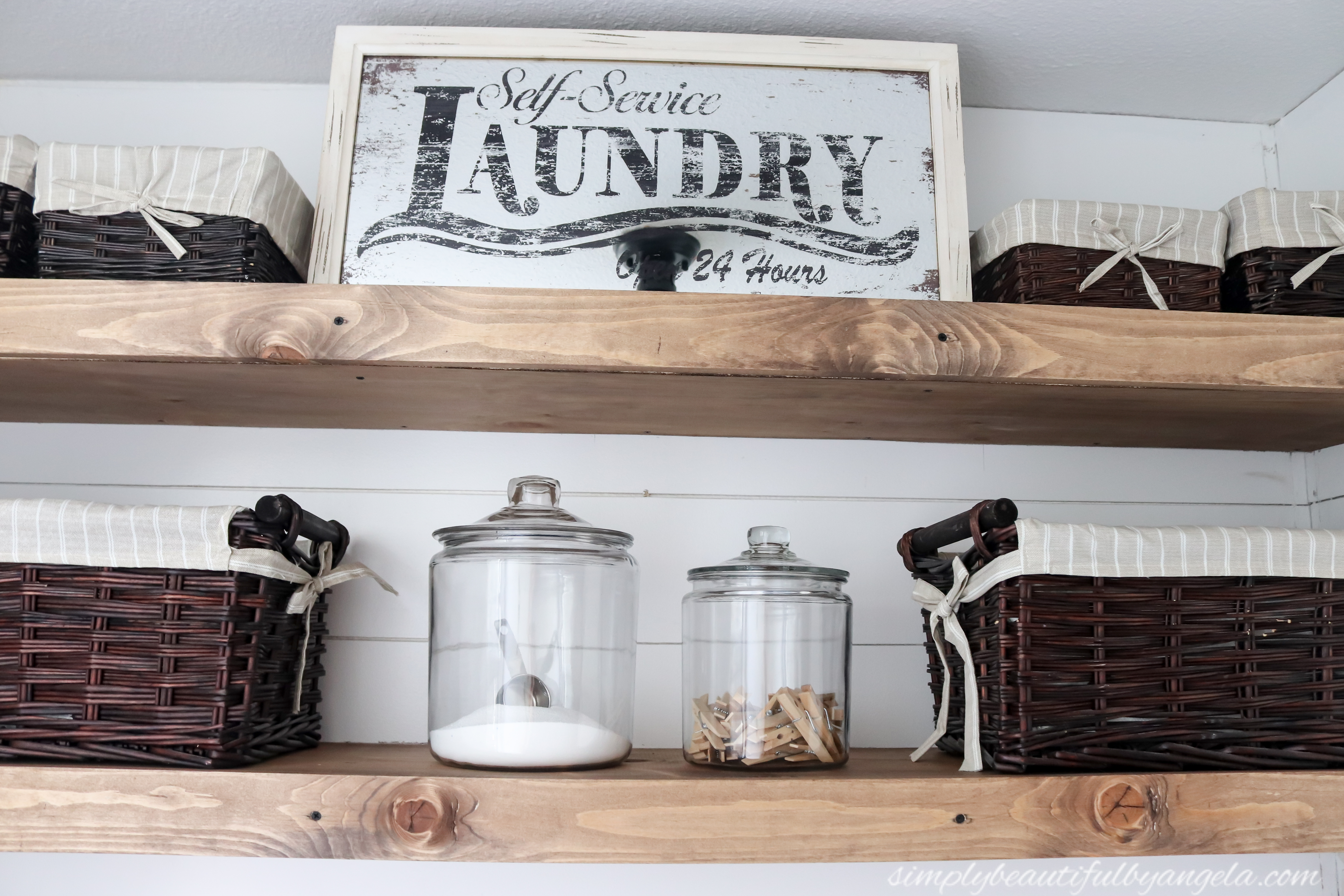 diy rustic farmhouse laundry room floating shelves pantry shelf spacing corner computer desk modern plans bookcase design display dishes open closet hanging dimensions cherry wall