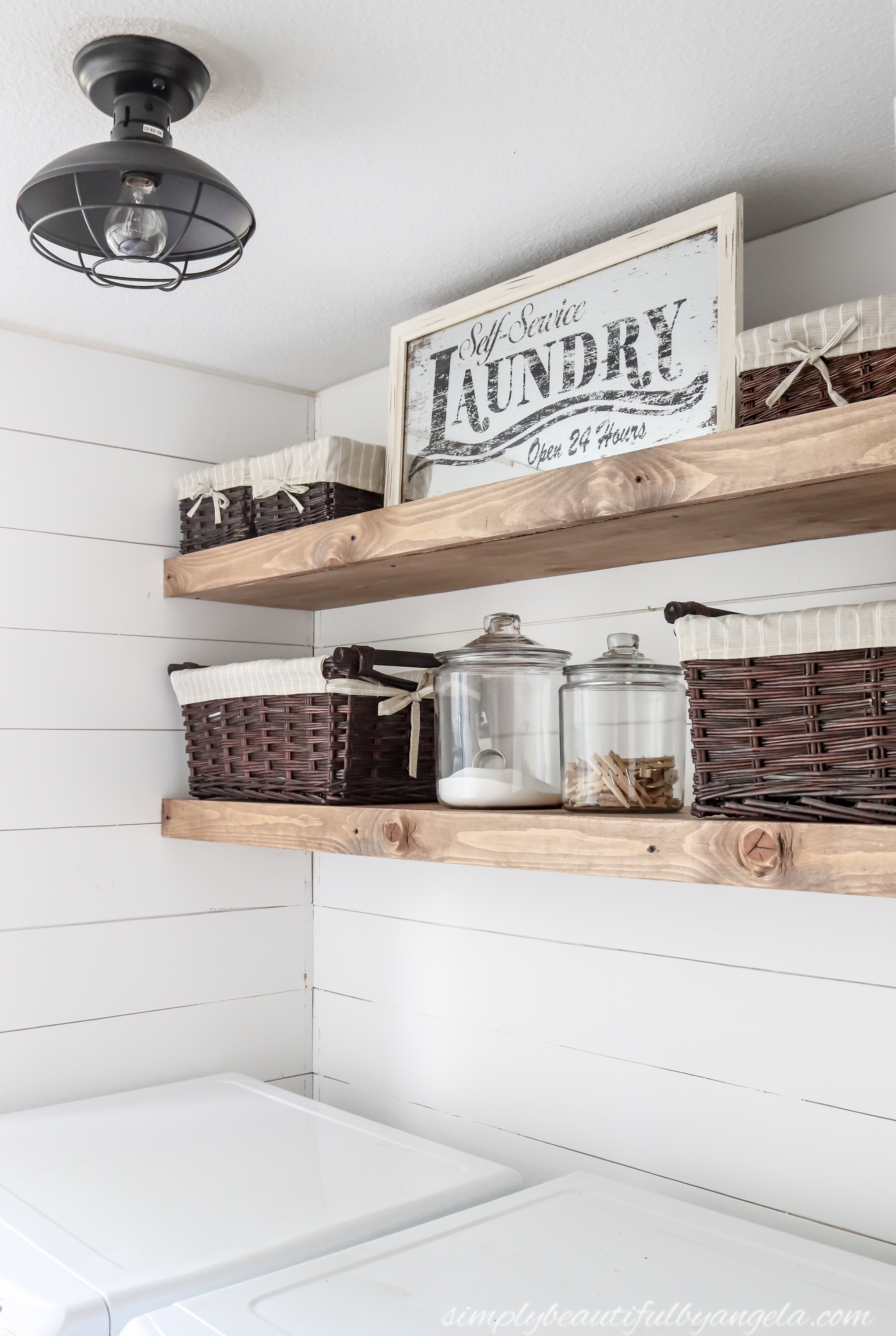 diy rustic farmhouse laundry room shelves simply beautiful angela floating quick reminder how empty this space felt before the went compared after display dishes open shelf ideas