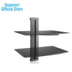 dsupport black floating shelf with strengthened tempered glass for wali dvd players cable boxes games consoles accessories surround sound systems kitchen can organizer purchase 150x150