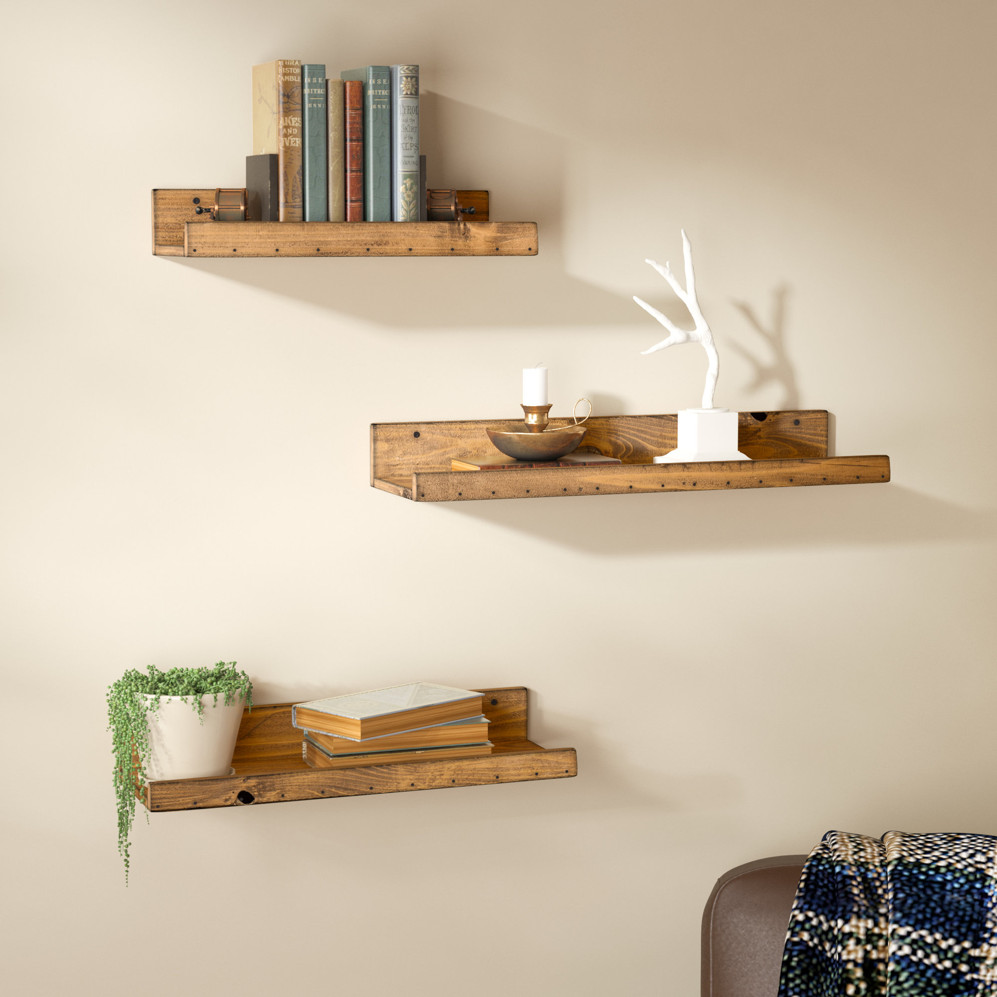 dunlap rustic piece floating shelf set reviews birch lane wood shelves living room command adhesive tape inexpensive wall shelving ideas movable kitchen long computer desk with