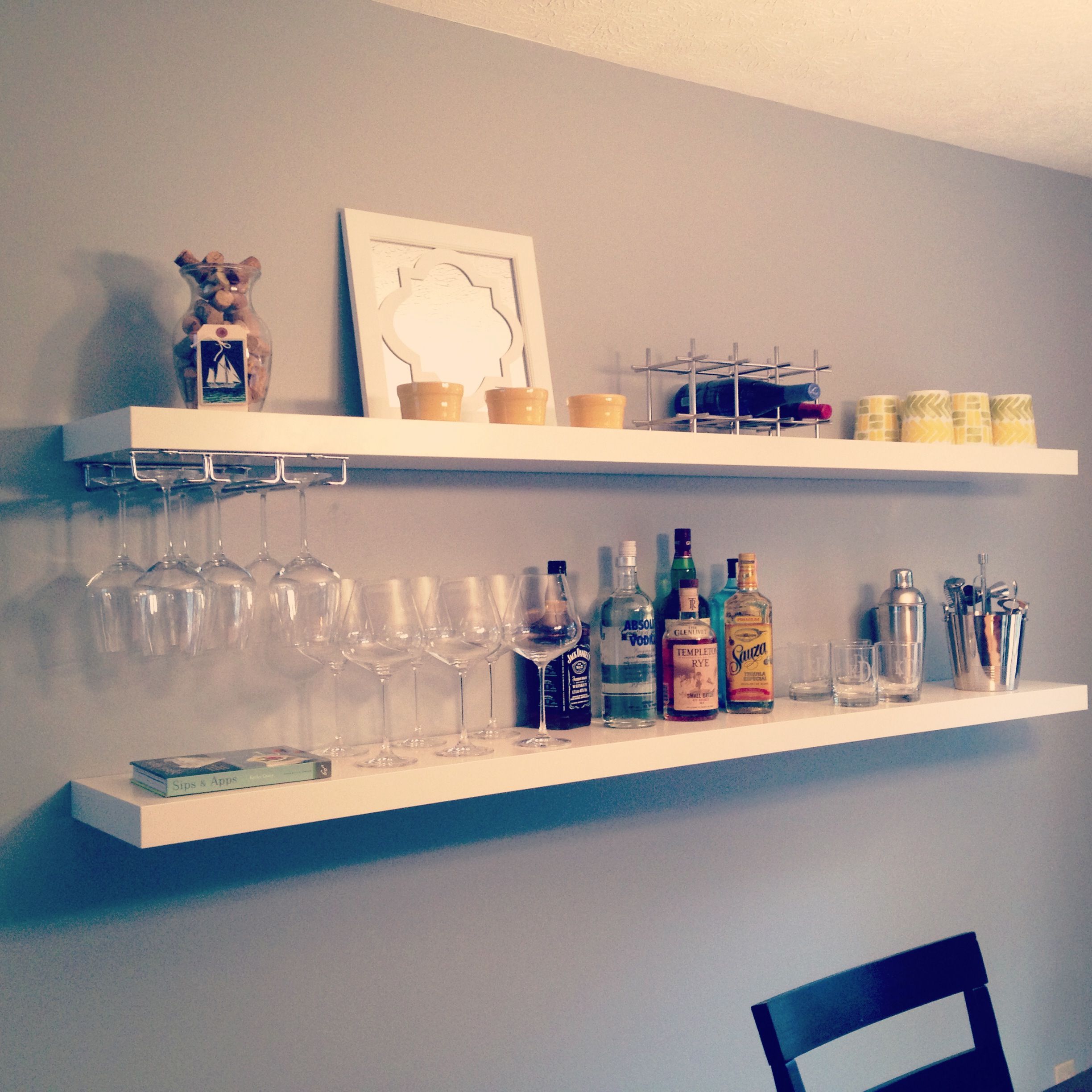 easy diy bar using ikea shelves via livingwithaboy floating for wall shoe storage mantel kits brick fireplace small kitchen island ideas with seating hanging without screws shelf