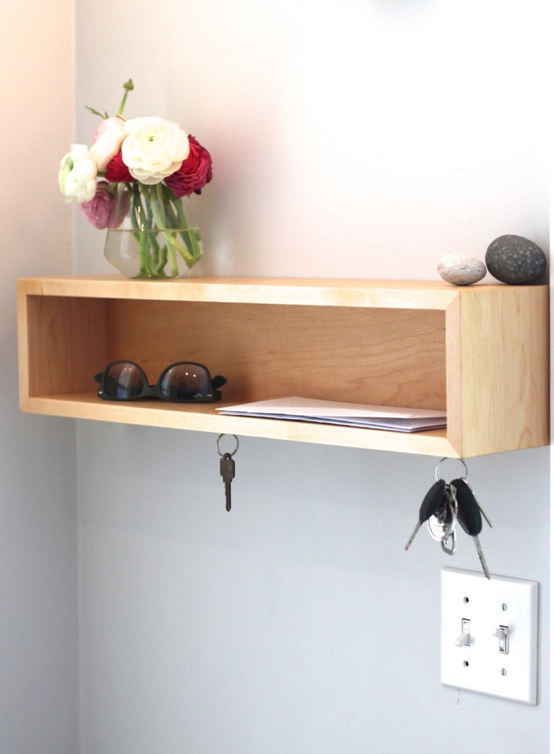 entryway organizer floating shelf with magnetic key hooks etsy shelves for hanging wall drawer kitchen counter cart mantel surround led glass reclaimed wood furniture shadow box