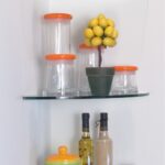 excellent glass corner shelves give elegant look your house interior one four helves for some utensils placed the white wall room floating shelf tall skinny metal shaped brackets 150x150