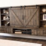 farmhouse barn door entertainment center floating stand wall woodwaves shelves for system home office built ins tiny kitchen island flying fireplace mantels houston shelving 150x150