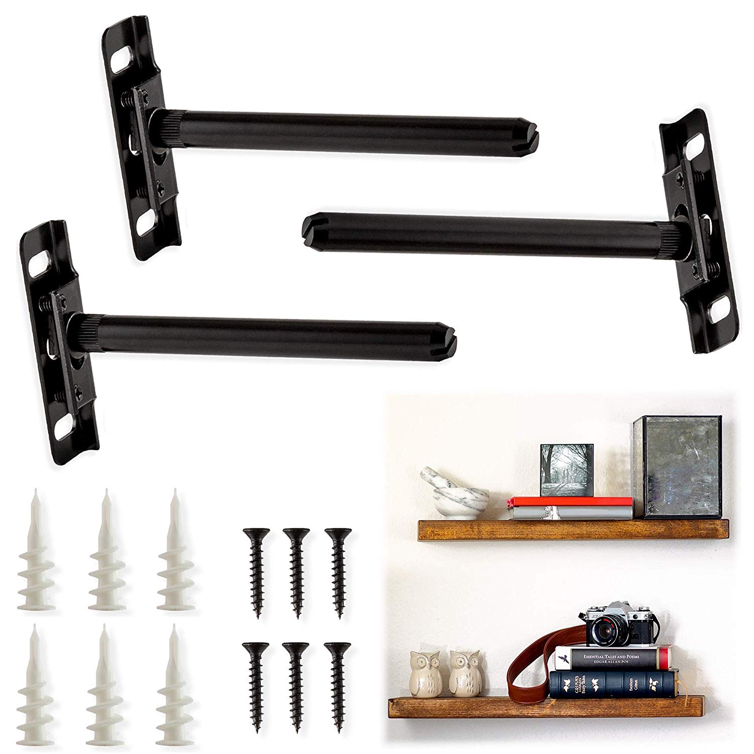 flexibolt adjustable floating shelf bracket pack concealed hidden brackets invisible heavy duty wall mount blind support for shelves with screws easy ikeas shelving unit replace