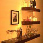 floating wood shelves behind bar for neat out the way storage above shelf mount shelving dishes simple wooden supports adhesive curtain rod hooks stand alone black gloss drawer 150x150