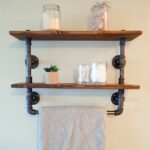 fof industrial retro wall mount pipe bathroom shelf towel floating wood shelves cloth holder reclaimed and modular media furniture cute kitchen carts islands utility tables with 150x150