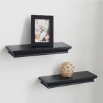 hao set approx depth floating wall shelf wooden black wood shelves ledge household storage shelving home kitchen white mantel television table stand single glass mount steel rod 150x150