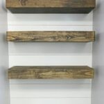 how build bathroom floating shelves for extra storage diy three dark wood stained installed faux shiplap wall above toilet kids shoe rack white shelf decor hot rollers canadian 150x150