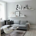 how decorate living room walls home and architectural board floating shelves behind sofa decor ideas grey gray white interior decoration bracketless chrome shelf supports deep 150x150