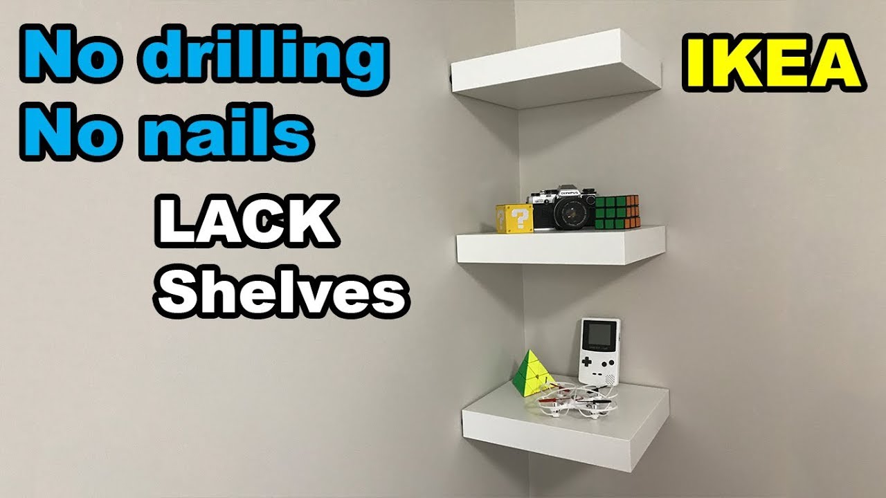 ikea lack shelf drilling nails wall floating shelves using command strips small bathroom vanity ideas corner board kmart bedside table bookcases for living room designs ematic