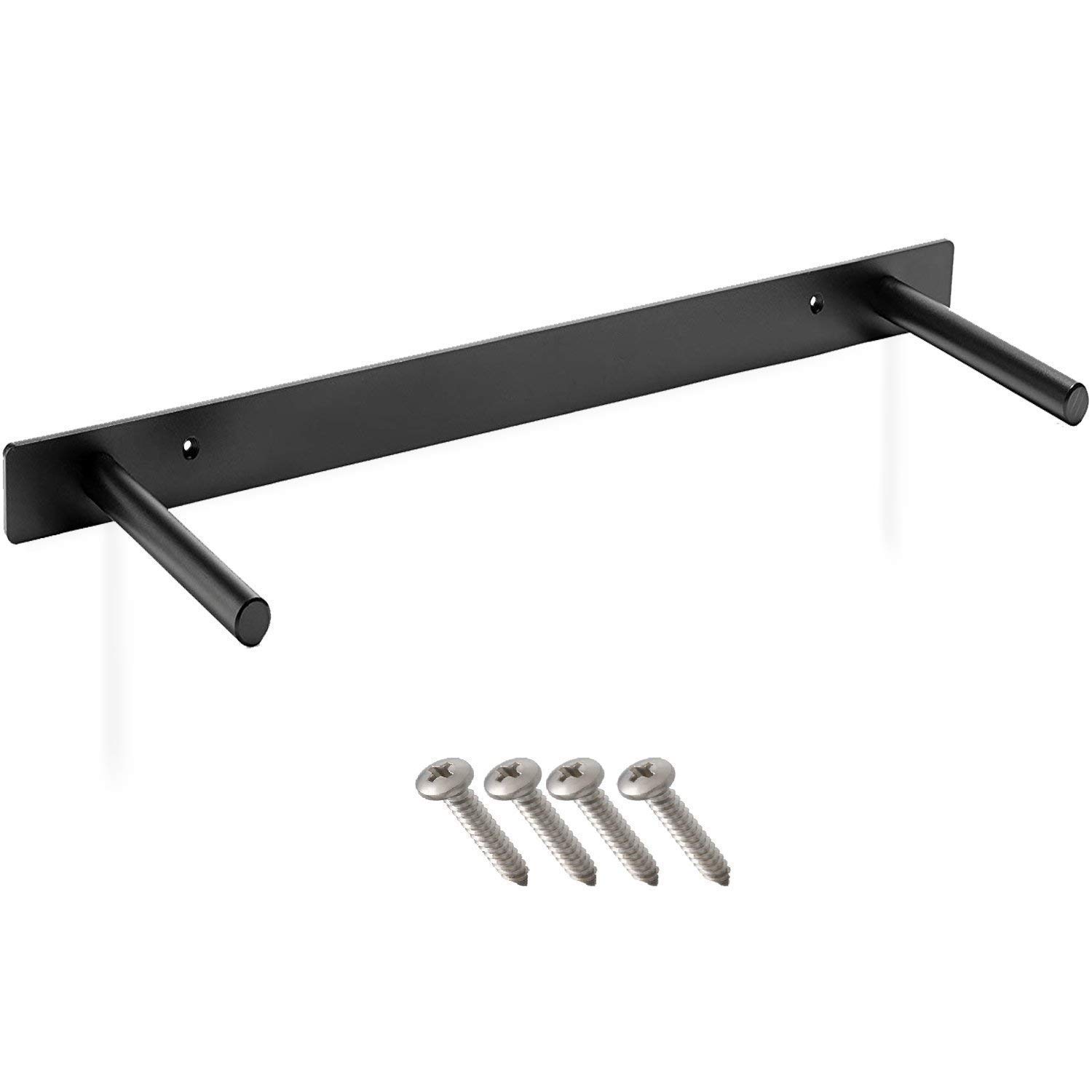 inch heavy duty floating shelf bracket rustproof deep brackets solid steel with black powder coating long rods fully concealable invisible hidden clothes tree hanger installing