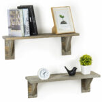 inch rustic barnwood gray wooden floating wall shelves set details about romak shelving bunnings slim shelf hafele brackets wide kitchen with movable island red and black living 150x150