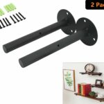 industrial addgrace black floating shelf brackets retro wall mounted supports includes screws anchors round inch home garage organisation microwave bunnings kitchen storage 150x150
