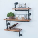 industrial pipe shelves wall mounted retro wood floating shelf tiers shelving hung hanging mount rustic bookshelf ikea entertainment center hack wooden with hangers besta kitchen 150x150