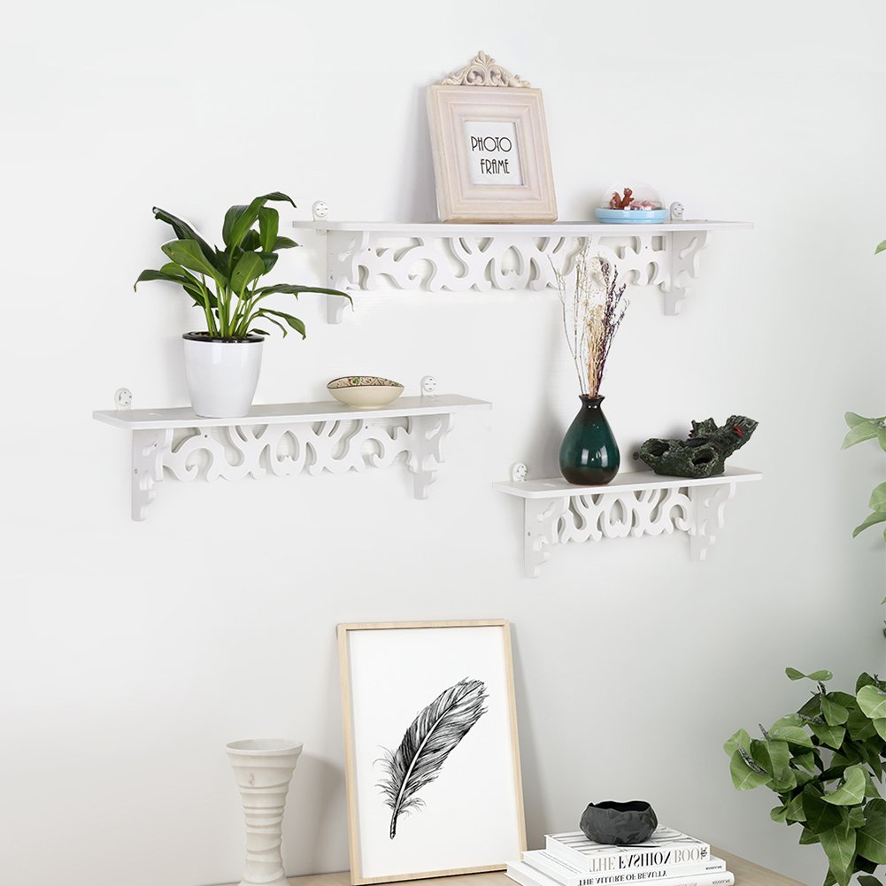 life set shabby chic style floating wall shelves bookshelf bwohlwel home bargains white mounted decorative display shelf storage rack kitchen computer workstations for the with