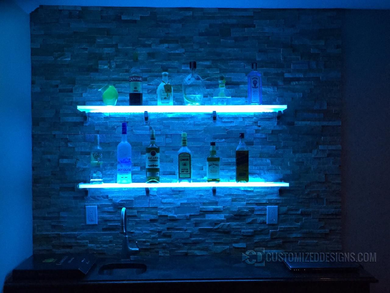 lighted display shelving for bars nightclubs restaurants and more floating bar shelves with lights led glass gallery customized designs kitchen cabinet systems large cart bunnings