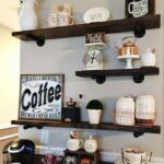 love these handmade rustic industrial shelves they will look floating above bar perfect coffee farmhousedecor farmhouse decorations coffeebar kitchen island with built dining 150x150