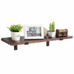 mygift inch wall mounted wood floating shelf with black brown shelves metal brackets home kitchen deco coat rack storage cool shoe cabinet shelving unit foot fireplace mantel 150x150