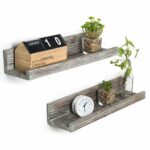 mygift rustic torched wood floating display shelves shelf ture ledge set home kitchen homemade shoe rack for closet oak island with seating wall mount components melannco grey 150x150
