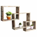 mygift wall mounted country rustic brown interlocking floating wood display shelf shadow box shelves set home kitchen reclaimed pub table small computer desk ikea bathroom cabinet 150x150