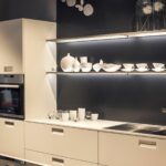 practical and trendy open shelving ideas for the modern kitchen beautifully lit floating shelves are perfect small contemporary with lights diy hanging shoe organizer wall mounted 150x150