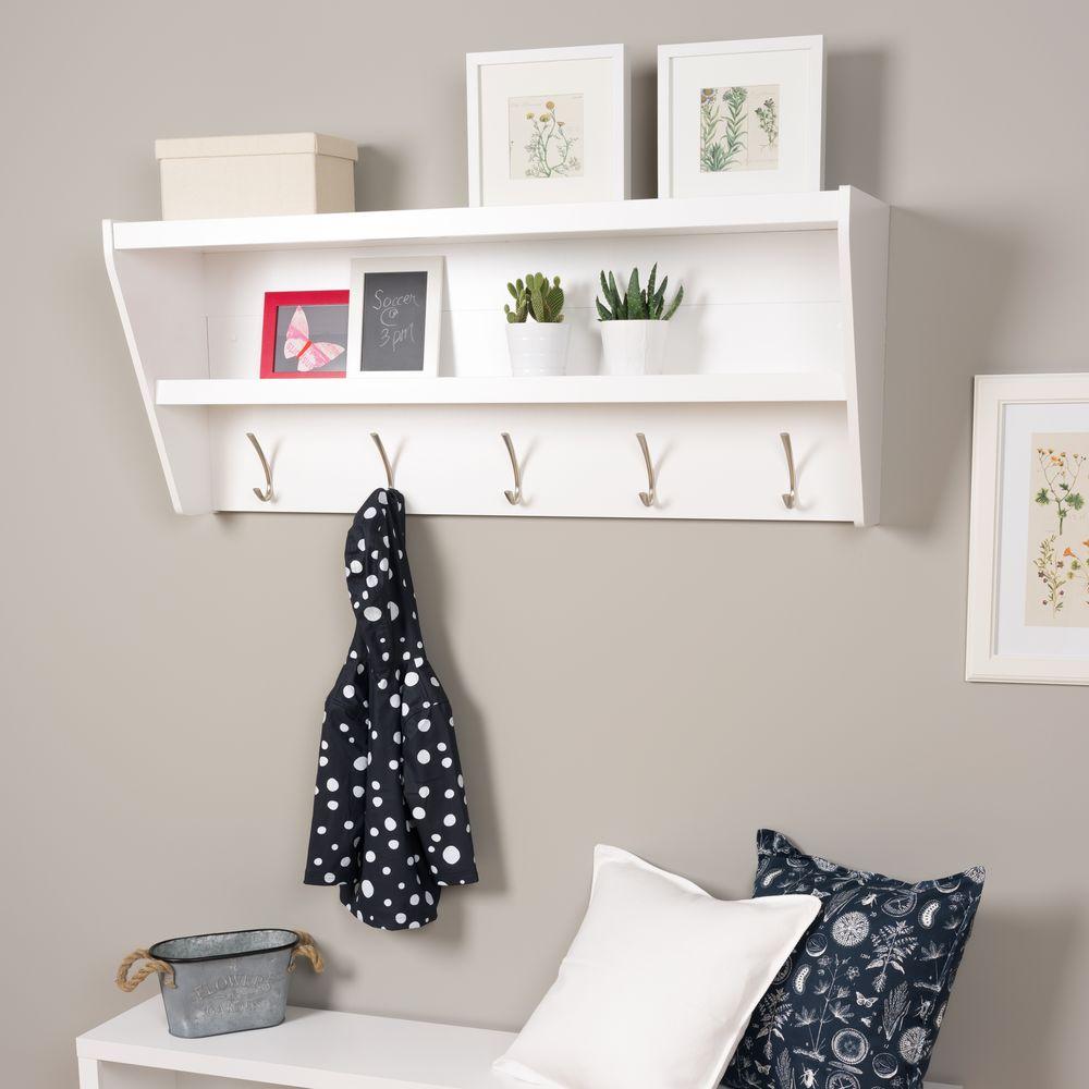 prepac floating entryway shelf and coat rack white racks wucw the metal shelving unit with wheels wooden fire place surround underlayment for vinyl tile bathroom ikea open cube