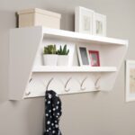 prepac floating entryway shelf and coat rack with west elm mid century bookshelf tall kitchen island table distressed wood shelves ikea depth mitre storage cabinets desk office 150x150