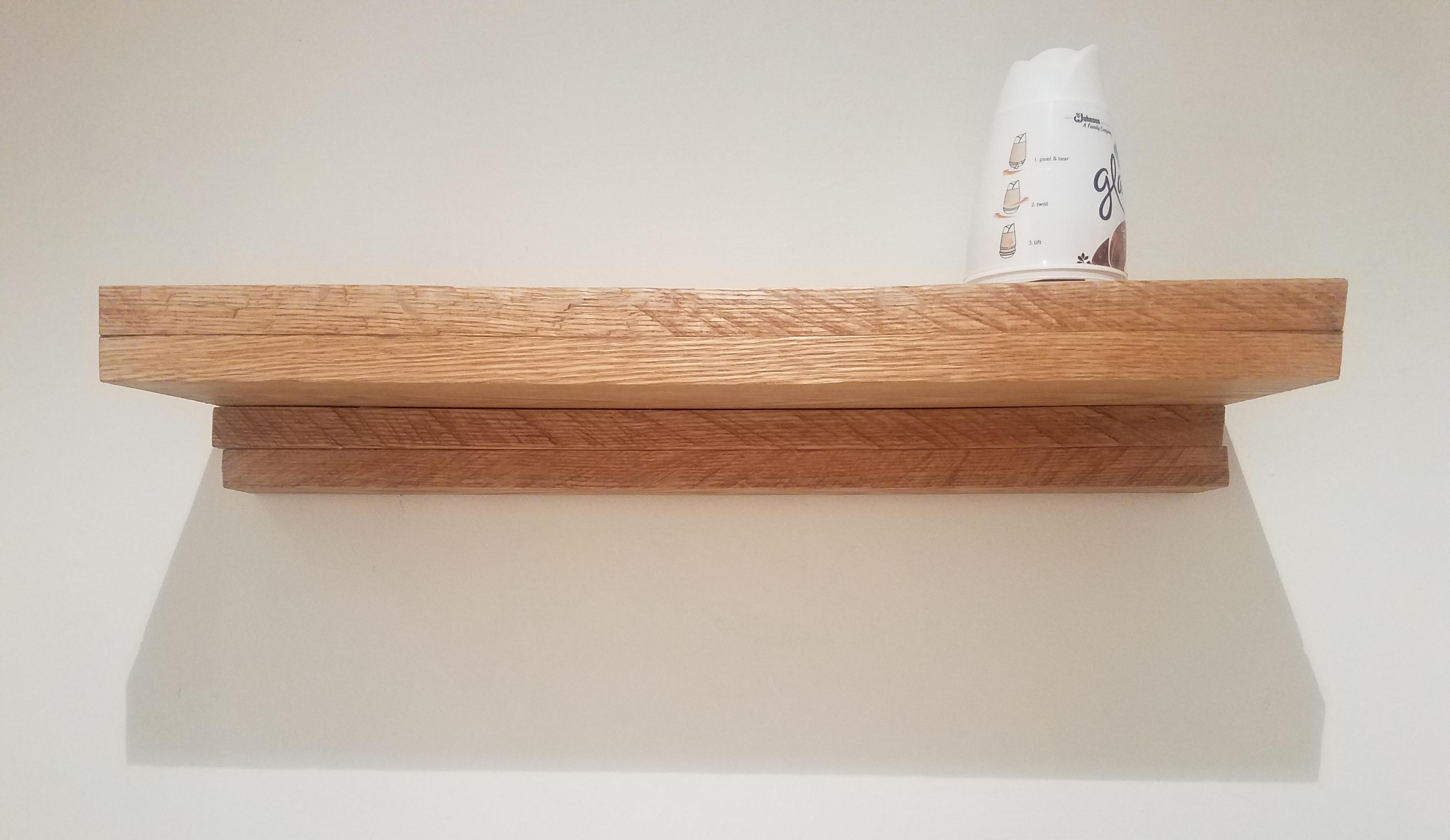 red oak floating shelf the first project wife has requested that for sky box actually completed ikea square bookshelf coat hanger wall hooks corner rack with shaped kitchen aisle