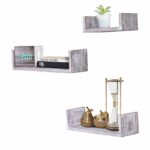 rustic wall mounted shaped floating shelves set large medium and small screws anchors included farmhouse for bedroom oak beam adjustable cable box mount stainable diy tutorial 150x150