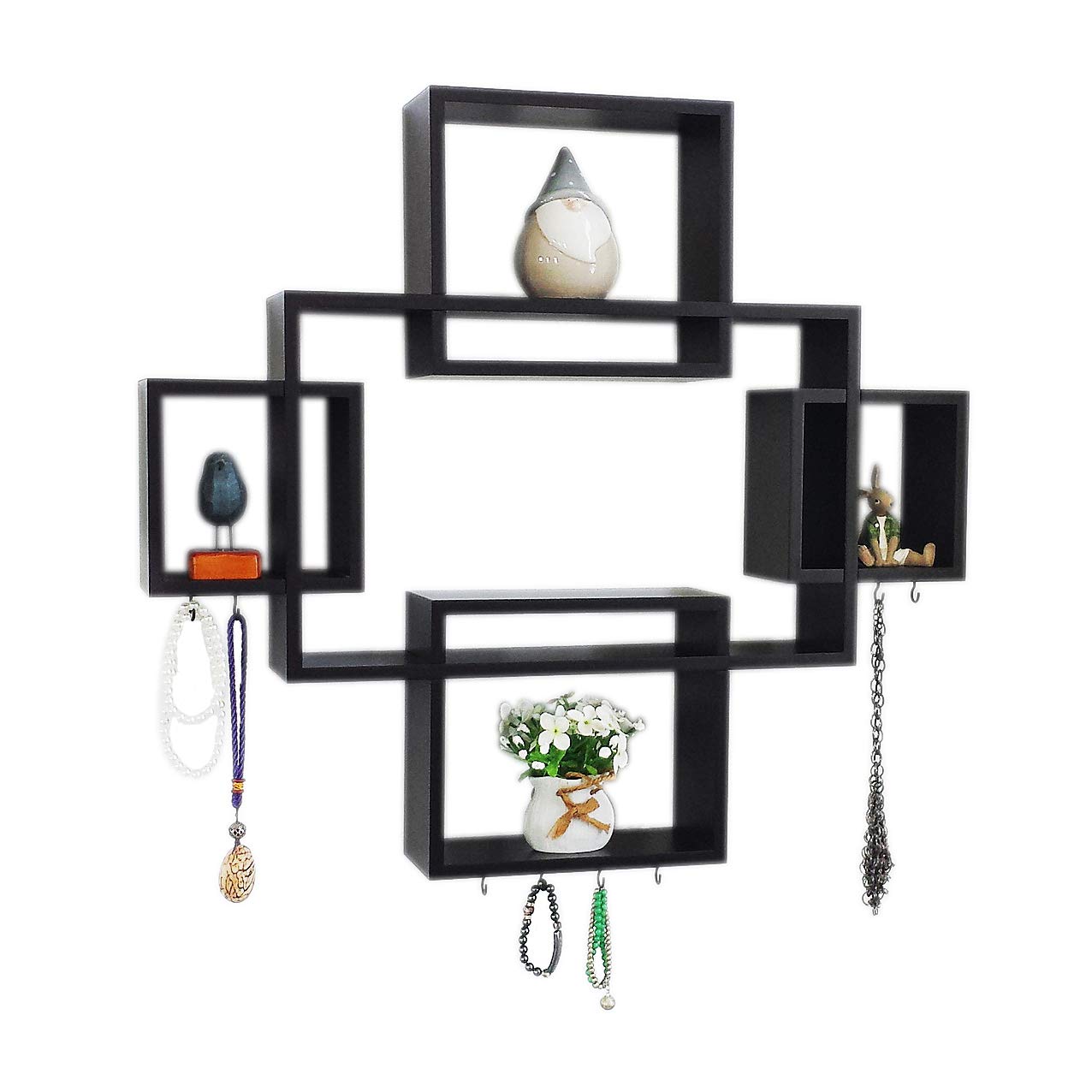 set cubes with free extra jewellery hooks rectangular floating shelf interlocking wall intersecting squares wooden mounted horizontally vertically hanging shelves desk matching