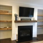 shiplap wall with floating shelves and new mantle around fireplace baby nursery old wood coloured shelf brackets clamp bracket storage rack open plan shelving oval mounted deep 150x150