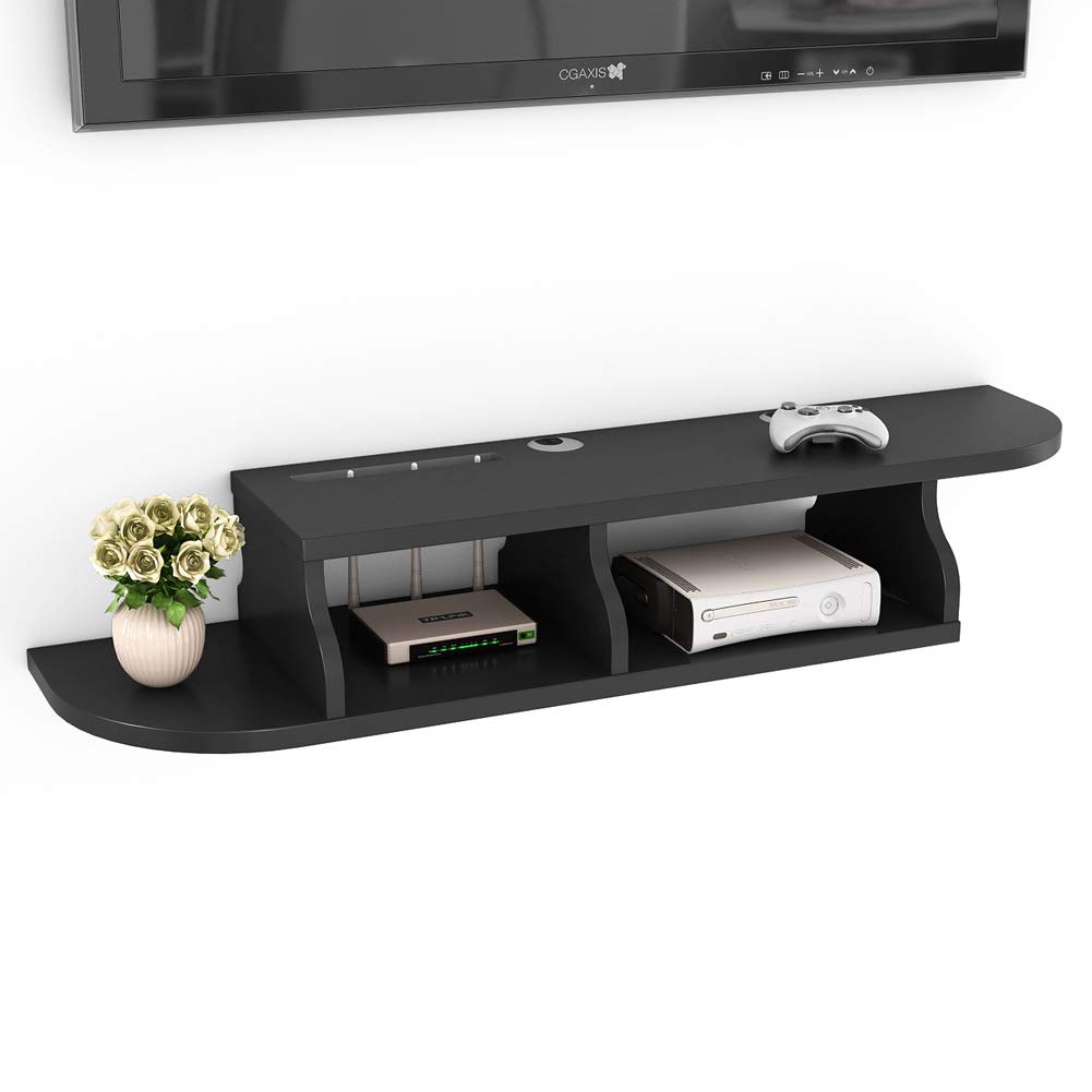 tribesigns tier modern wall mount floating shelf shelves for game consoles console inch cable boxes routers remotes dvd players black bunnings steel shelving distance between
