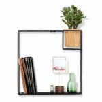 umbra cubist floating shelf with built succulent large black shelves planter modern wall decor and geometric display for books candles mementos small kitchen storage round pantry 150x150