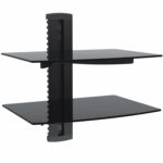 vonhaus black floating shelves with strengthened glass cable shelf tempered for dvd players boxes games consoles accessories home kitchen display unit chrome coat mountain track 150x150