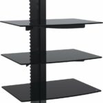 vonhaus black floating shelves with strengthened large tempered glass for dvd players cable boxes games consoles accessories electronics work shelving ideas round wall shelf 150x150