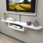wall shelf floating mounted cabinet shelves for dvd player stand decoration media equipment storage display color white railway sleeper mantle kitchen counter organization wooden 150x150