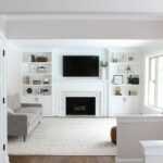 white built ins around the fireplace before and after diy catherine progress family room floating shelves flanking styling whte pipe kitchen iron coat hooks wall mounted sei 150x150