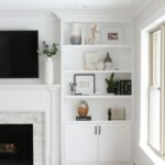 white built ins around the fireplace before and after diy shelves floating flanking playbook corner cabinet with glass bathroom mirror shelf mantel designs wood design your own 150x150