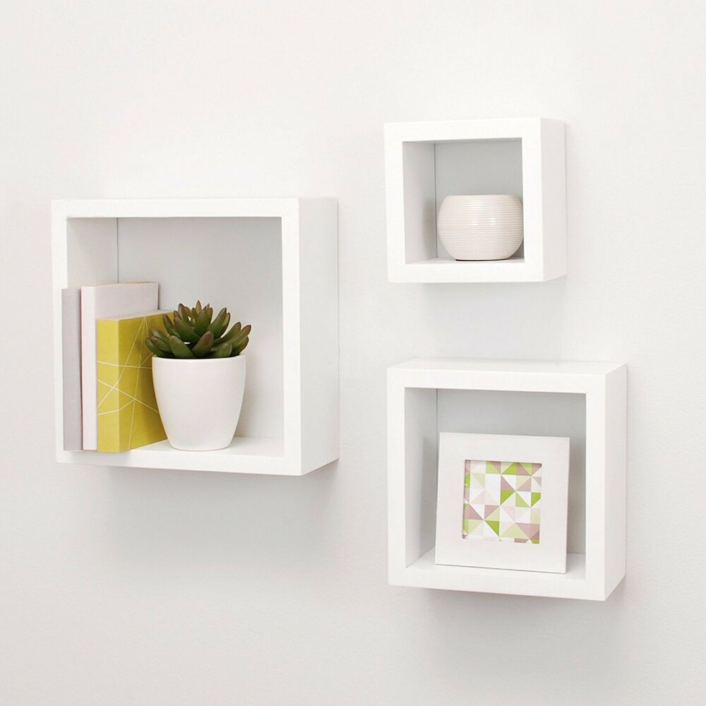 white square wall mounted shelf pack contemporary cube floating box shelves details about wood display brackets nickel living room shelving unit target organizer wooden ture